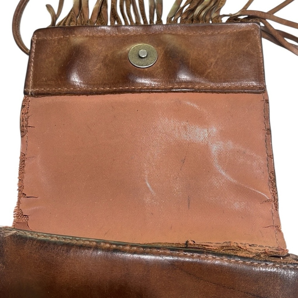 Vintage Harley-Davidson Crossbody Leather Fringed Bag Brown Made in U.S.A. - Picture 5 of 8